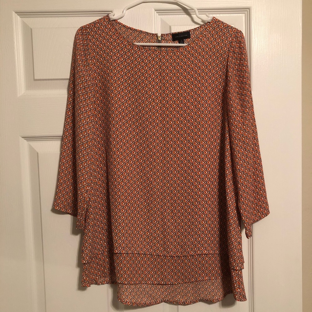 Orange and Grey Geo Top